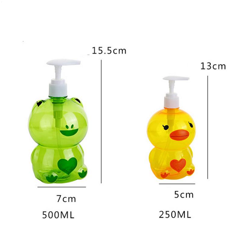 250/500ml Frog Duck Shape Portable Soap Dispenser Child Cute Animal Press Type Split Empty Shampoo Container