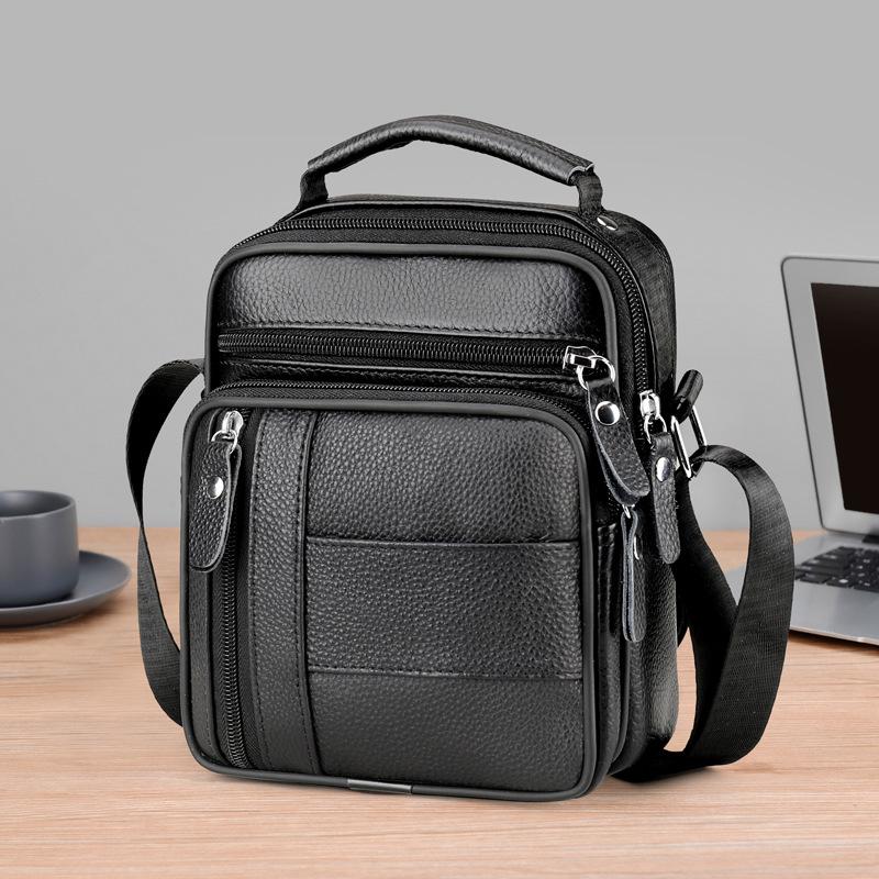 Large-capacity Bag Genuine Leather Top Layer Men's Handbag Crossbody Bag Men's Bag Chest Bag High-end Style Bag