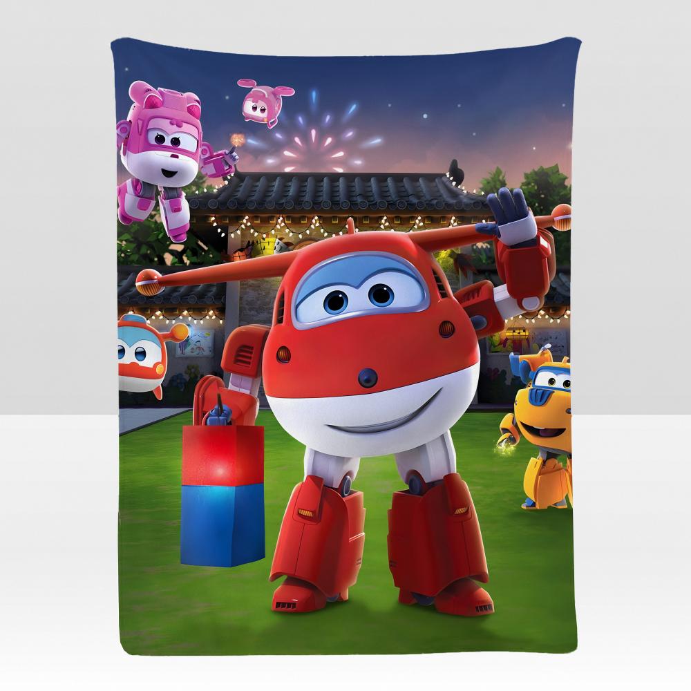 Cartoon S-Super W-Wings Throw Soft Flannel Blanket for Bed Bedroom Sofa Picnic Throw Skin-friendly Breathable Gift Cover