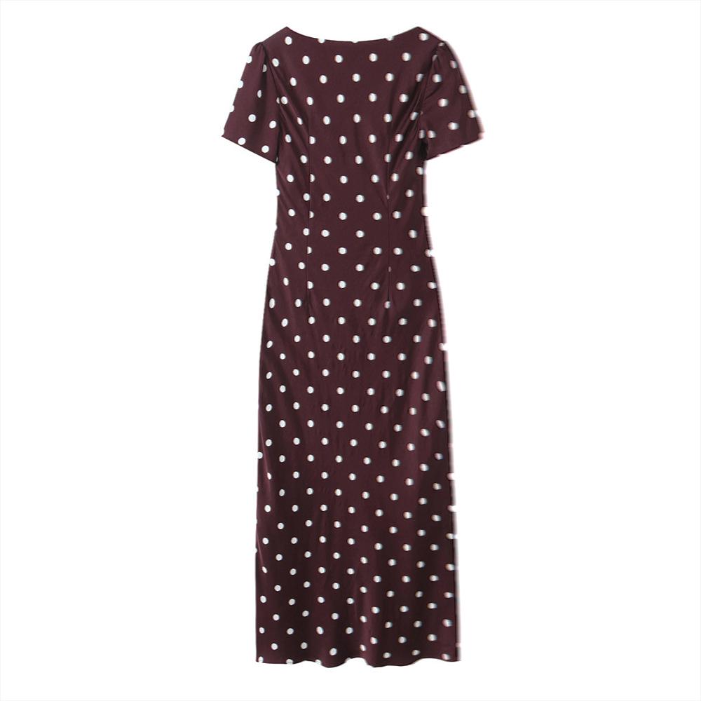 Spring 2026 Women's Retro Polka Dot Tie-Up Dress