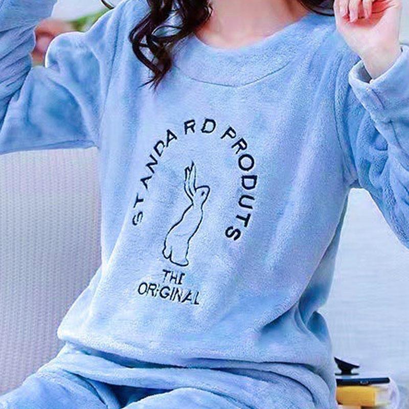 Thickened Warm Flannel Pyjamas Female Autumn and Winter Long-Sleeved Coral Velvet Cartoon Girl Homewear
