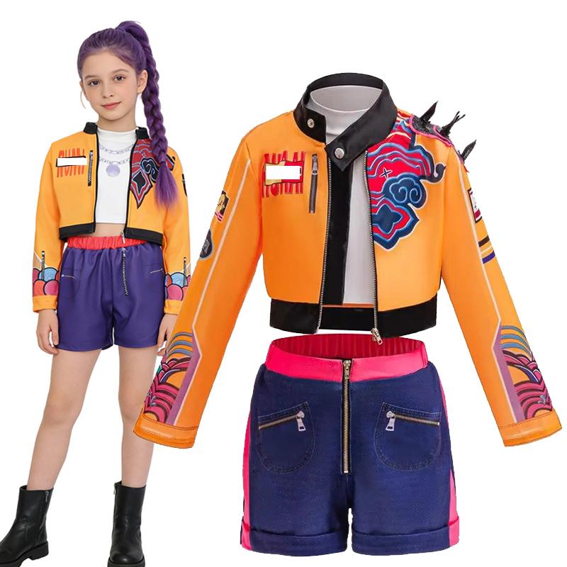 Meisjesgroep Podiumoptreden Kostuum pop Muziek Dans Outfit Bedrukt Jasje Crop Top Short Party Cosplay Pak 150