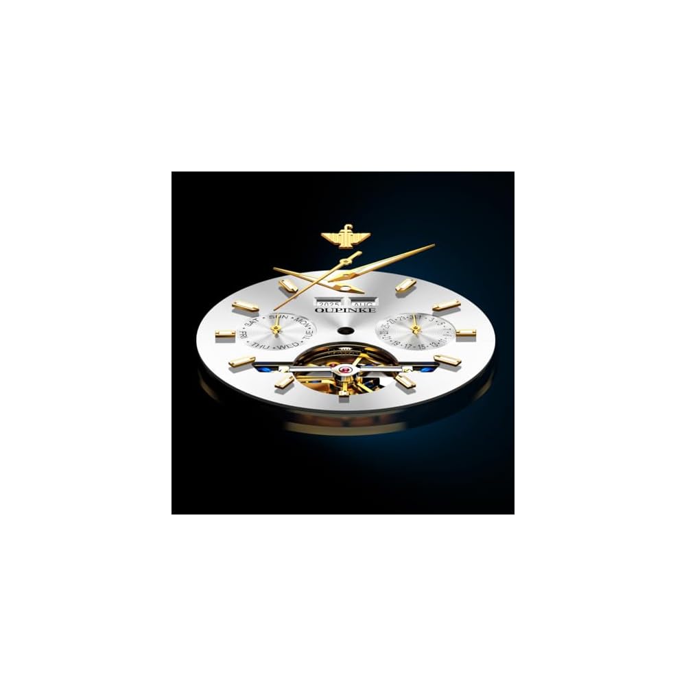 OLEVS Men's Automatic Mechanical Watch Stainless Steel Bezel Luminous Waterproof Luxury Dress Watch Silver