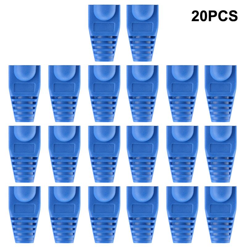 20pcs OD6.5 Cable Connector Plug Cover CAT5E CAT6 RJ45 Ethernet Network Cable 10 Colors Strain Relief Boots RJ45 Connector Caps