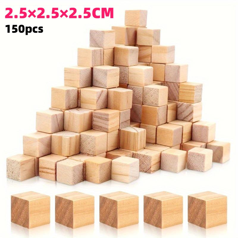 20-400pcs Natural Wooden Blocks Small Wood Cubes Smooth-sided Crafting Blocks Supplie for Craft and Puzzle Making DIY Home Decor