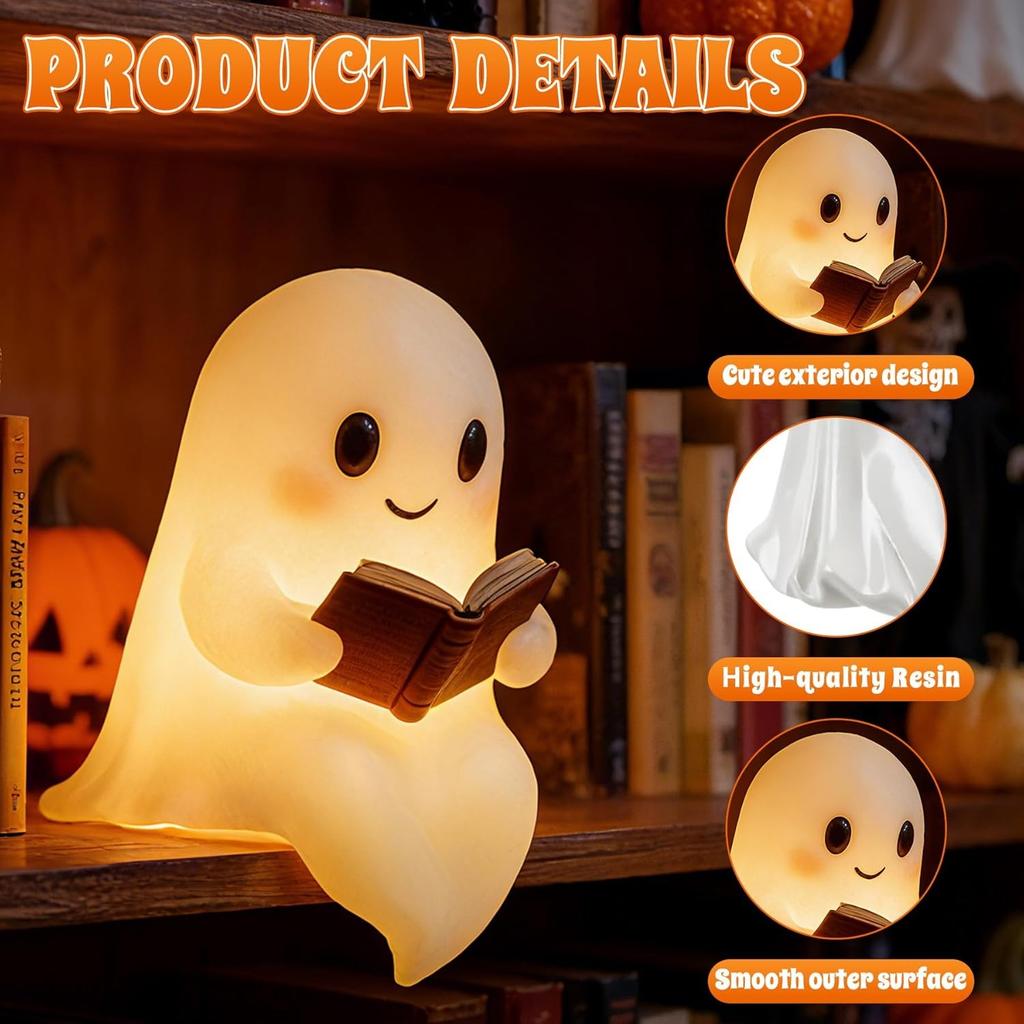 6/8in Ghost Night Light, Cute Ghost Figurines Statue Decor, Funny Night Lamp Statue for Bedrooms, Study Rooms, Living Rooms