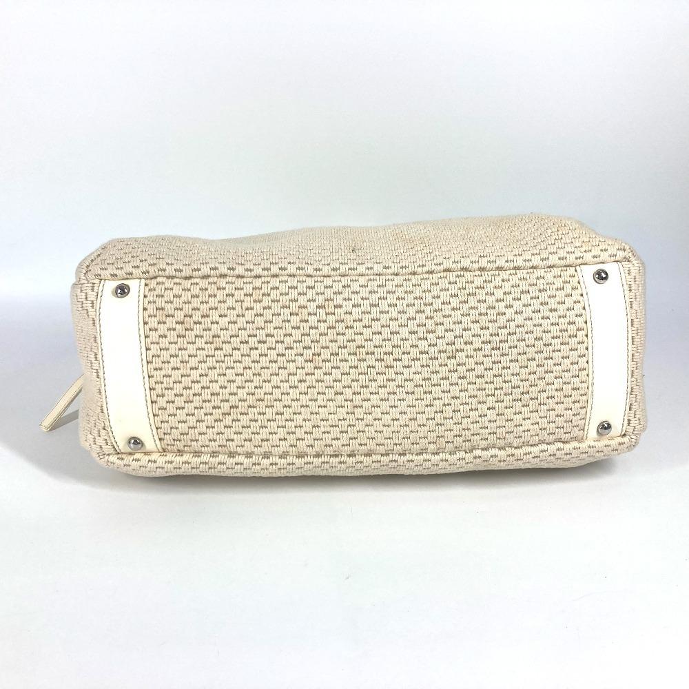 CHANEL CC CC Mark logo Tote Bag Shoulder Bag Hand Bag Leather/Canvas Beige/White