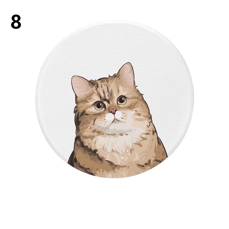 Runde Cartoon Kätzchen Untersetzer Diatomeenerde Saugfähig Hitzebeständiger Untersetzer Tischdeko Niedliches Katzenmuster Schnelltrocknende Kaffeetassenuntersetzer