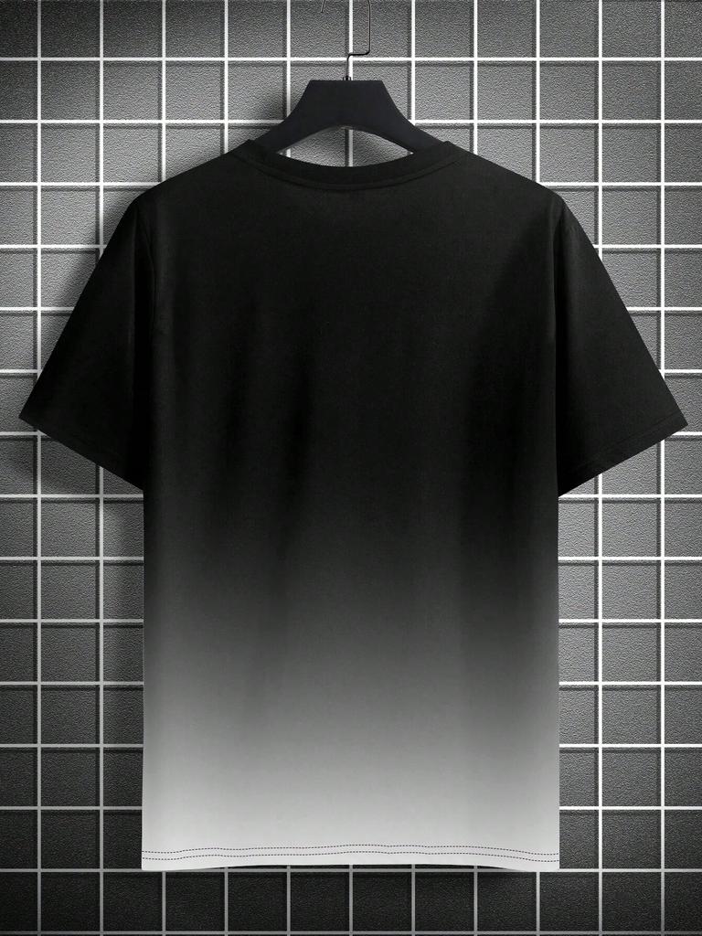 Men's Gradient Lightning Print Short Sleeve Fashion T-Shirt,Summer