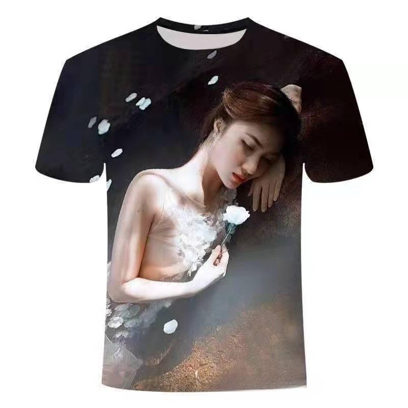 3D Digital Printed T-shirt with Vegetable Pattern Loose Round Neck Short Sleeved Men's T-shirt