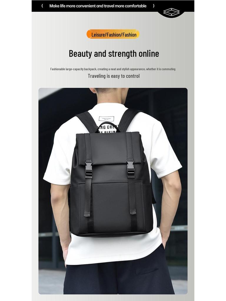 Men's High-End Business Laptop Backpack - Solid Color, Fashionable, Versatile for Students and Professionals