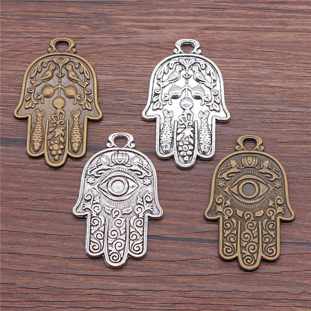 Alloy Hamsa Hand Charms Amulet Pendants For Good Luck Jewelry Making