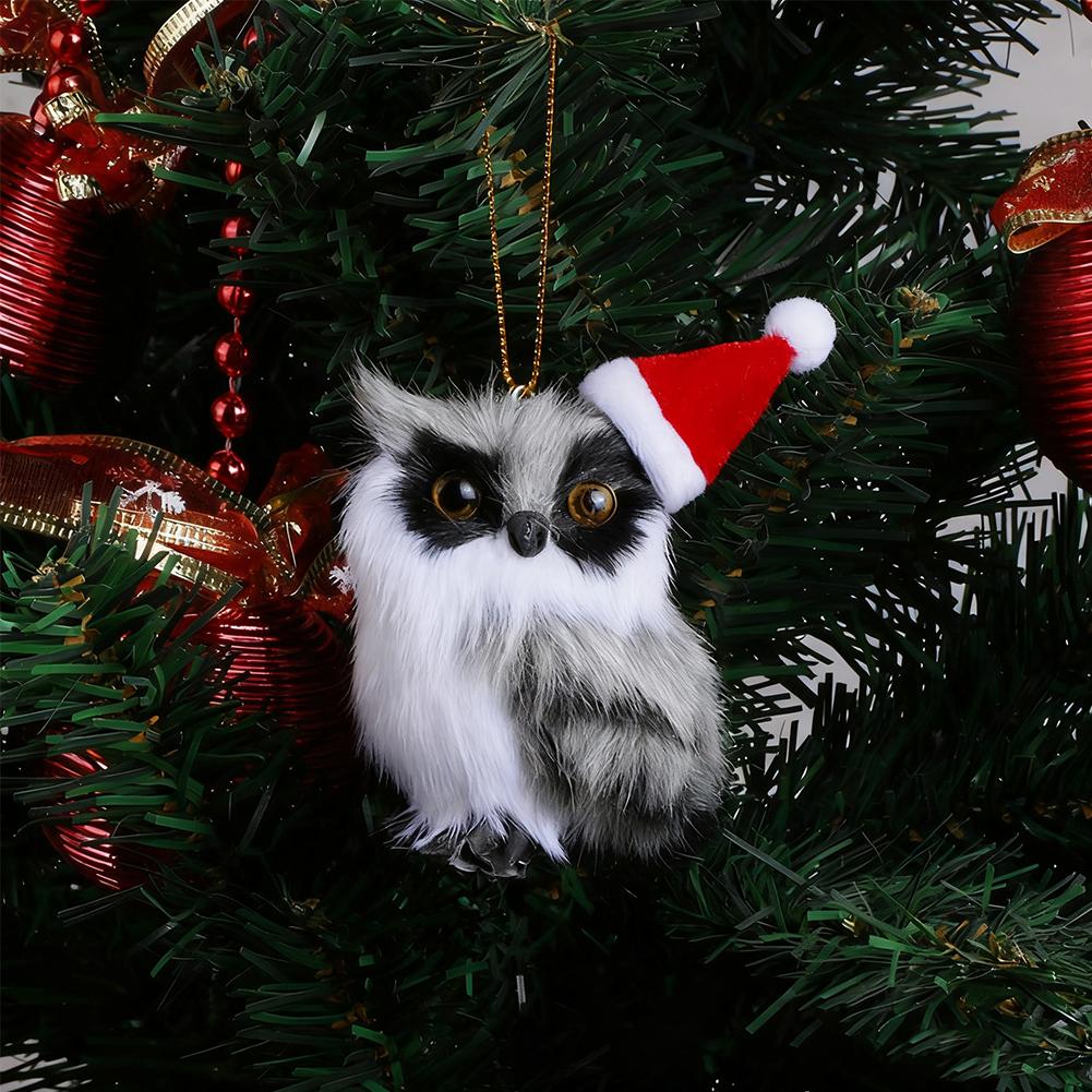 1Pc Cute Owl Mini White Black Simulation Furry Bird Ornament Decoration Adornment Simulation for Home Decor Christmas Pendant