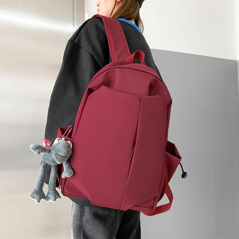 Schoolbag New Solid Color Simple Large Capacity Student Junior High School Primary School Backpack Lightweight Trendy Cool Men's and Women's