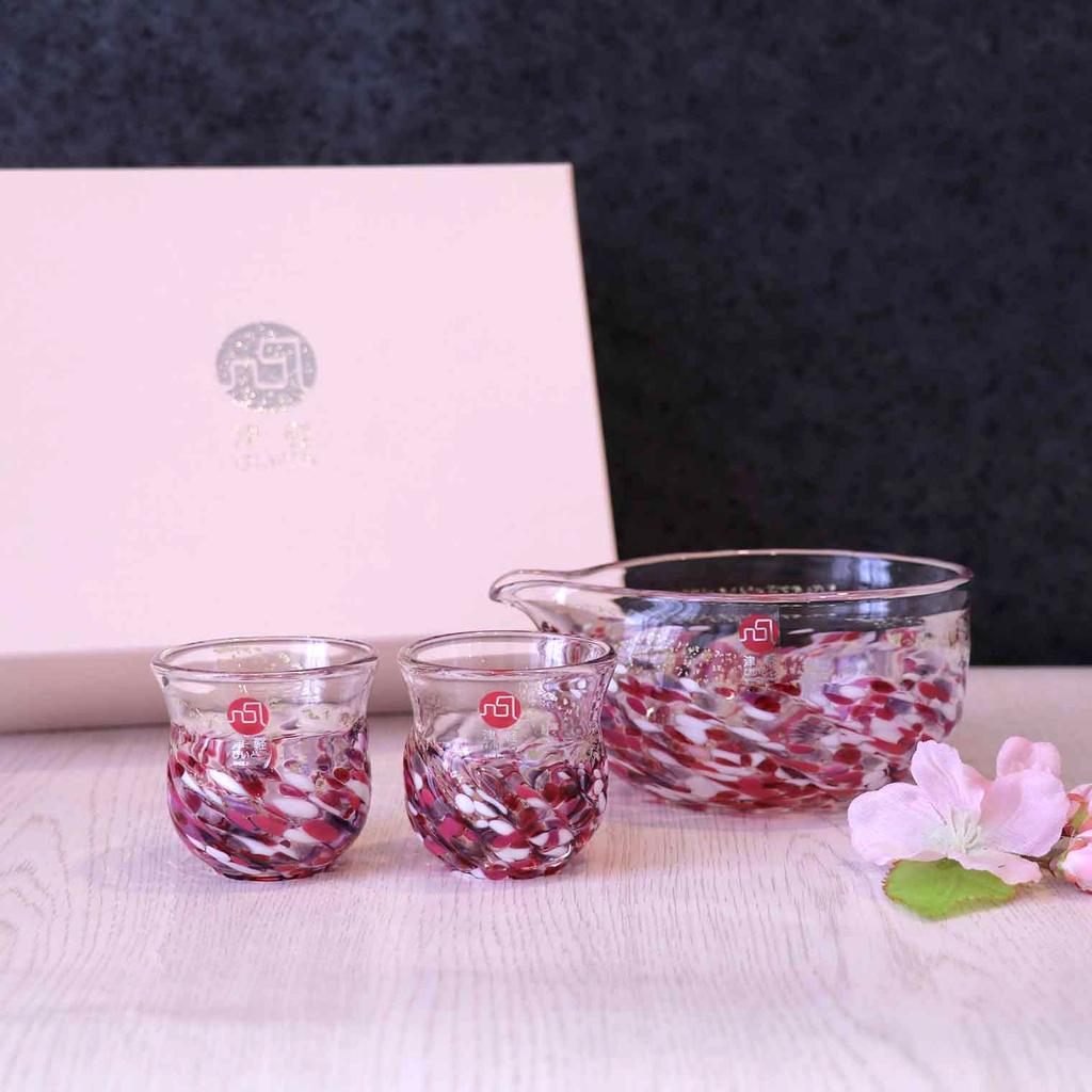 ADERIA Tsugaru Vidro Flower Raft Liquor Set Sake Sake Made In Japan Sake Glass Cold Sake Choke Stylish Gift Women Day Day Couple Men Housewarming Gift