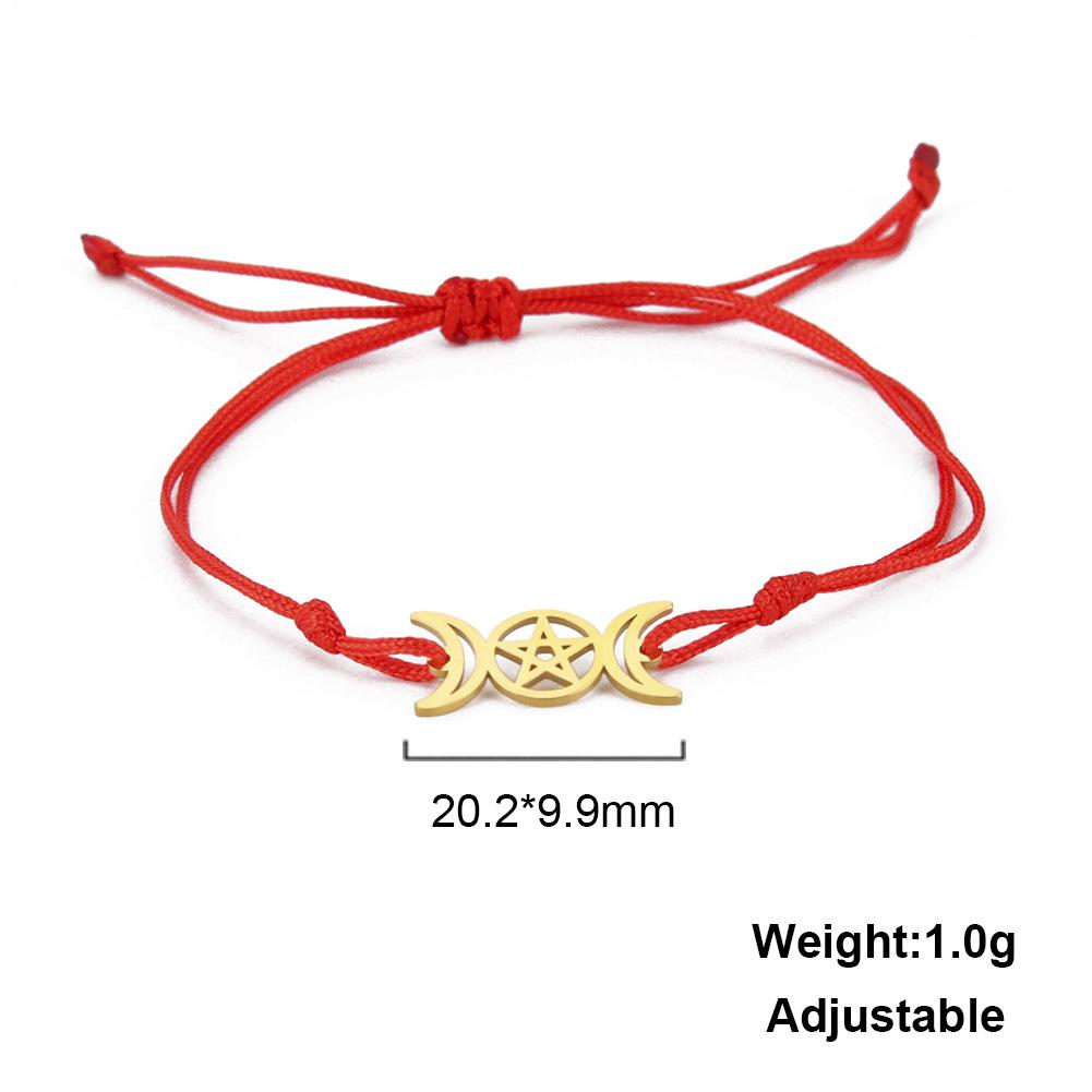 Cute Cartoon Fashion Anime Best Friend Bracelet Double Crescent Pentagram Hollow Jade Cord Woven Jewelry