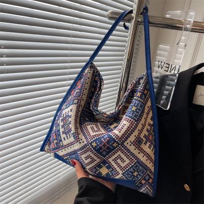 Etnik Stil Retro Taşıma Kadın Çantası Etnik Stil Kanvas El Çantası Dokuma Hafif Orta Yaş Küçük Bez Çanta