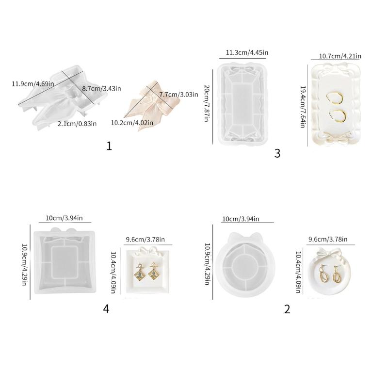 Bowknot Storage Tray Silicone Mold Jewelry Display Pan Epoxy Resin Molds Rectangle Candle Cup Coaster Gypsum Plsater DIY