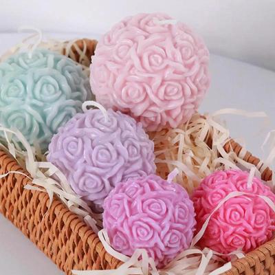 3D Rose Ball Candle Resin Silicone Mold Valentine's Day Casting , Creative Elegant Flower Candle Holder Suitable For DIY Can