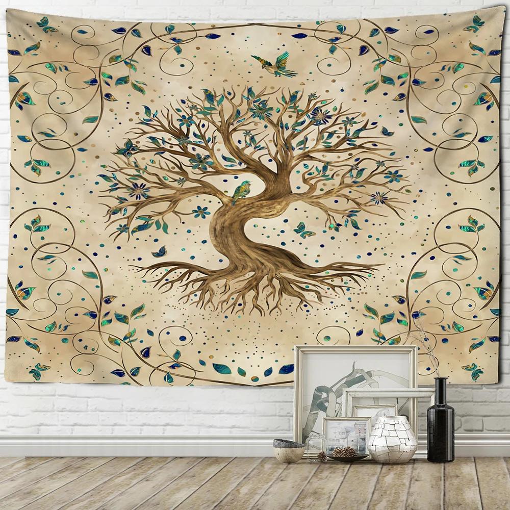 Tree Of Life Tapestry Psychedelic Bohemian Hippie Wall Hanging Backdrop Aesthetic Home Decor for Bedroom Living Room Dorm