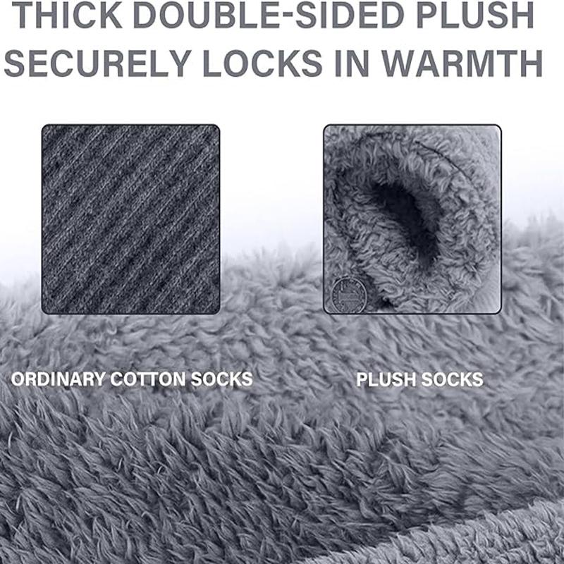 Socken über dem Knie, flauschige Plüsch-Slipper-Strümpfe, pelzige lange Beinwärmer, Winterschlafen zu Hause