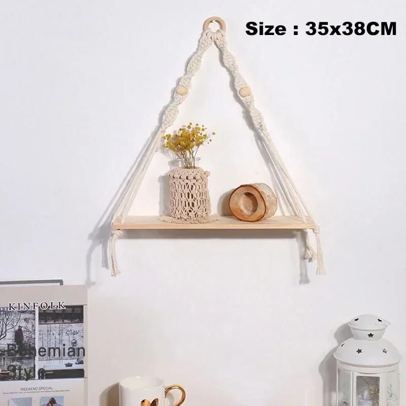 Macrame Wall Hanging Shelf Boho Home Decor Shelves On Wall Wood Decoration for Bedroom Living Room Nursery Christamas Gift