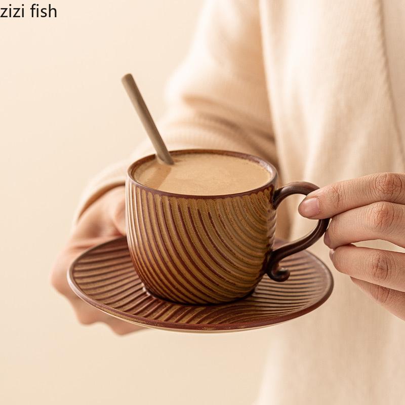 Japanese Retro Ceramic Coffee Cup High Beauty  Mug Milk Cup Juice Beverage Cup Household Breakfast Cups Tea Cups Water Cups