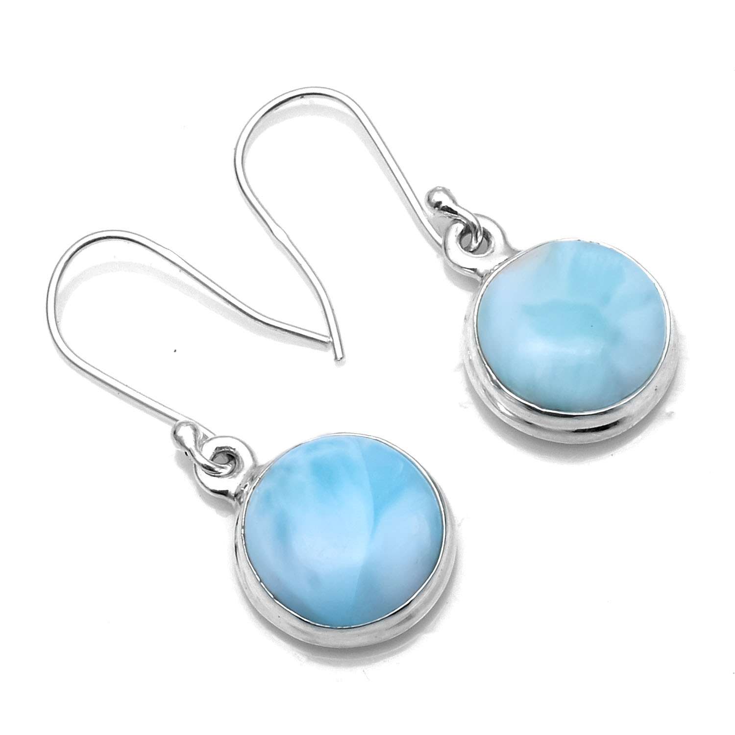 

Larimar Gemstone Earrings Solid 925 Sterling Silver Handmade Earrings Jewelry Gift For Women And Girls E-1408