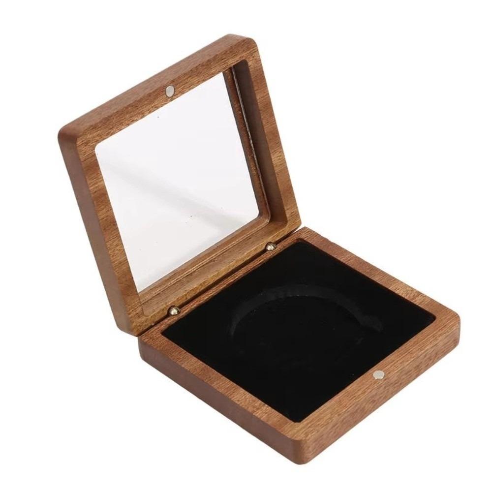 

New Silver Coin Commemorative Coin Badge Box Badge Walnut Wood Ancient Coin Collection Box Black/White Window Box Gift Box