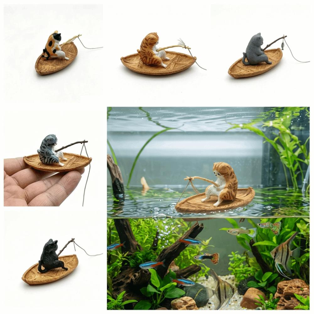 Mini Size Fish Tank Ornament Resin Material Cat Figurine Home Decor Aquascape Ornament  Home Decor