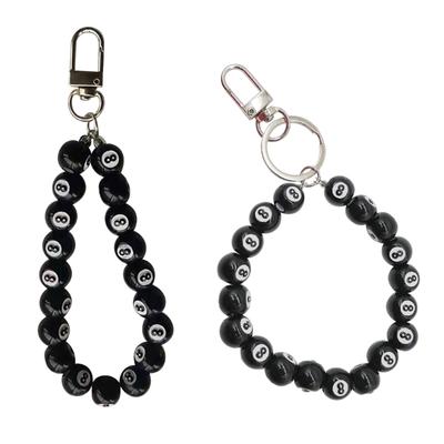 Porte-clés de poignet à perles Sangle pour téléphone portable avec fermoir mousqueton Lanière de poignet tendance Charme pour coque de téléphone Porte-clés pour clés Sac Pendant