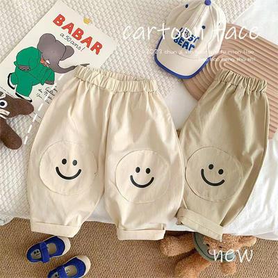 Pantaloni casual in cotone patchwork stile coreano con elastico in vita per bambini