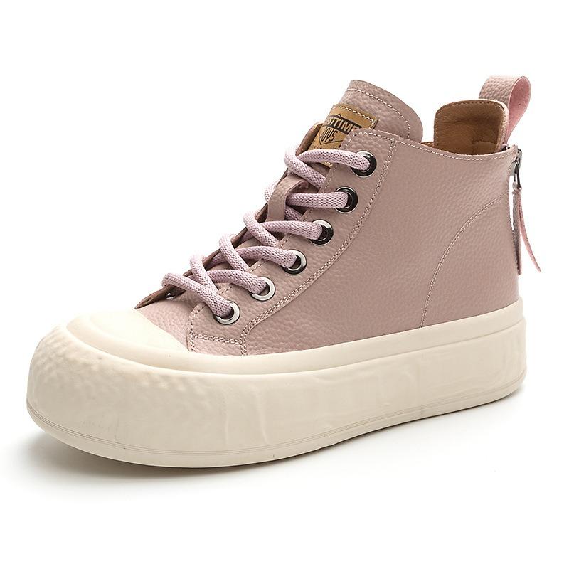 Высокие повседневные белые туфли женские кожаные после осени с двойной молнией большого — фото 6