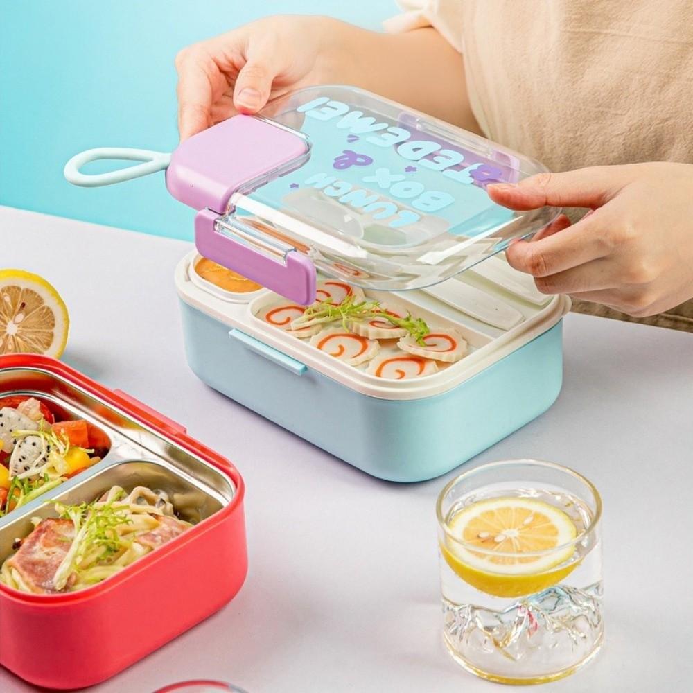 with Handle Children Lunch Box Durable Food Container Set New Kids Bento Box Outdoor Use