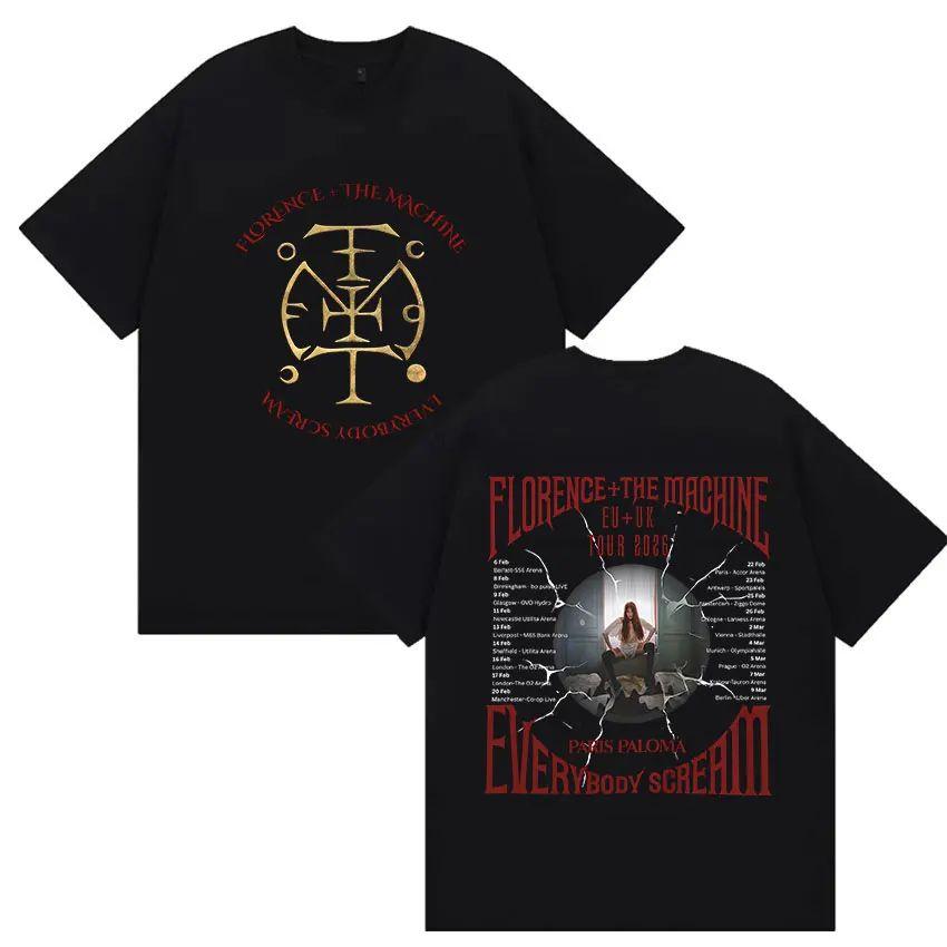 Y2k Tops Sigil T Shirt Florence + The Machine Everybody Scream Tour 2026 Merch T Shirt Vintage Fashion Print T-shirt Unisex -... S разноцветный