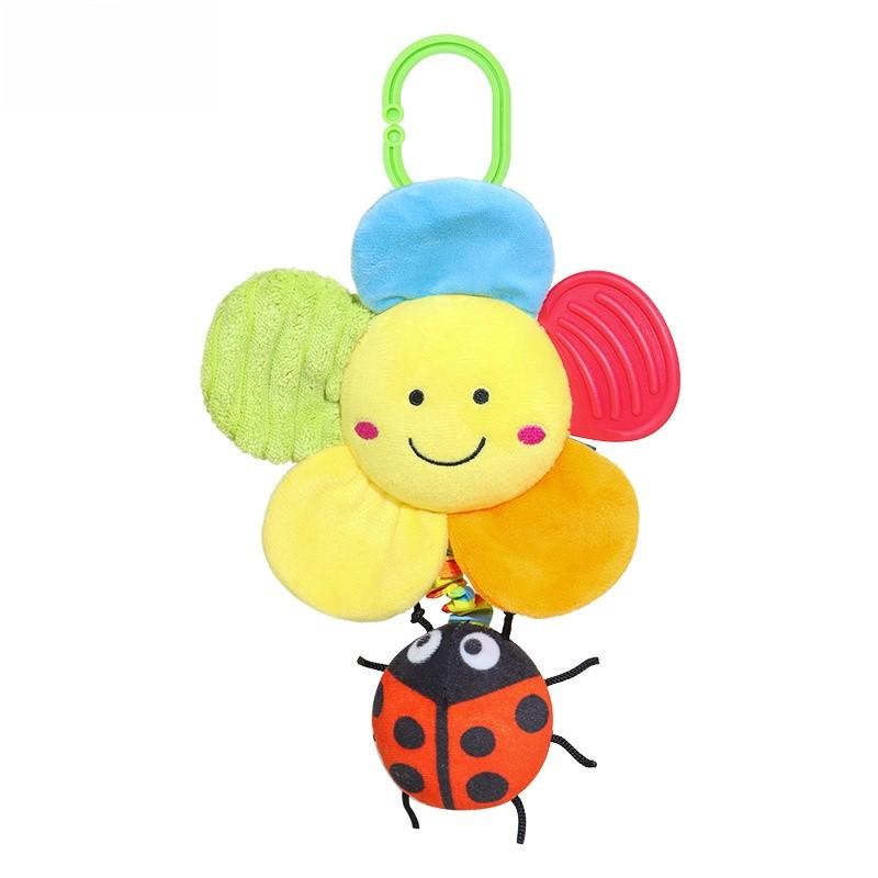 Baby Plush Bee Rattle Toy With Music Box And Flower Hanging For Infant Development