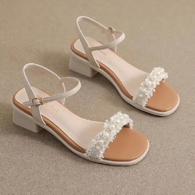 

женские милые бежевые сандалии с открытым носком и кристаллами высокого качества, весенне-летние, классические комфортные туфли на весну-лето ab525 35