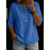 QICED Women's Fashion Casual Solid Color Print V-Neck 1/2 Sleeves Blouses & Shirts