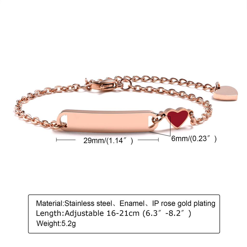 Engravable Heart Bracelet: Stainless Steel & Resin for Women and Children
