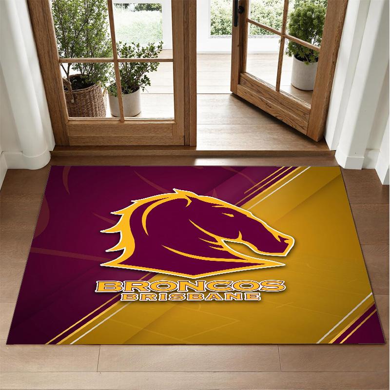 Brisbane Broncos Tasarımlı Kristal Kadife Halı Yatak Odası Girişi İçin Yumuşak Dekoratif Mat