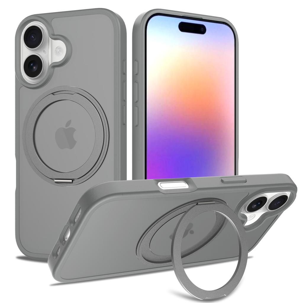 For IPhone 17 Mobile Phone Case with Stand 360 Rotation for IPhone16pro Magnetic Anti-fingerprint Skin-feel Mobile Phone Case