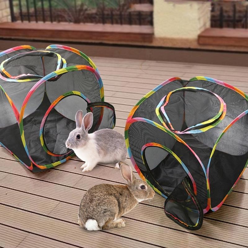 Folded Meshes Pet Playing Tunnel Multiple Entry Design For Active Cats HX6C