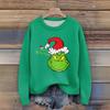 Women's Christmas Print Cardigan Long Sleeve Round Neck Knit Top