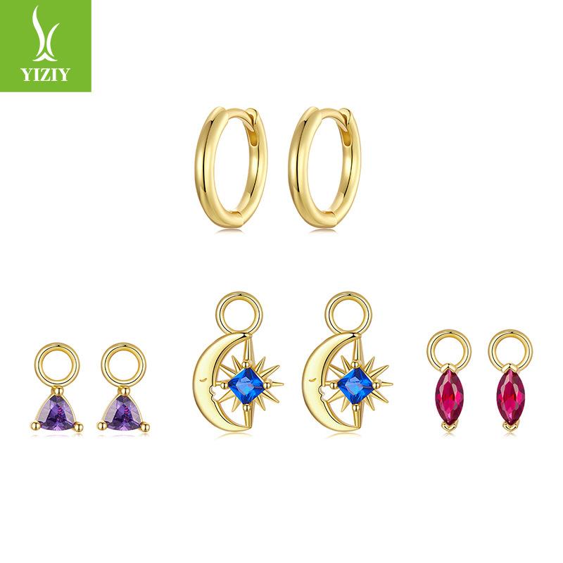 

Набор сверкающих циркониевых серег имеет уникальную индивидуальность, простые и изысканные серьги из металлической меди, свободный DIY.