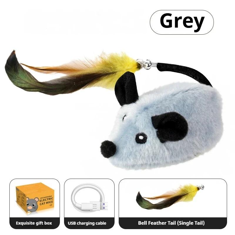 

Automatic Sensing Moving Mouse Cat Toy USB Rechargeable Interactive Remote Control Squeaky Plush Mice for Kittens