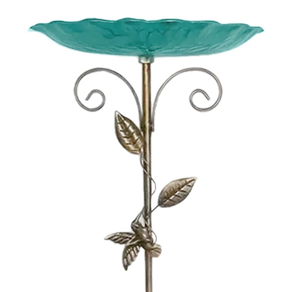 Standing Bird Bath with Metal Stake Outdoor Birdbaths Rust Proof Metal Bird Feeder Bowl for Garden Patio Yard Lawn