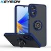 KEYSION Módní matný kryt pro OPPO A17 4G Průhledný měkký silikon+PC Kovový prstenový stojánek Nárazuvzdorný kryt na telefon pro OPPO A17K