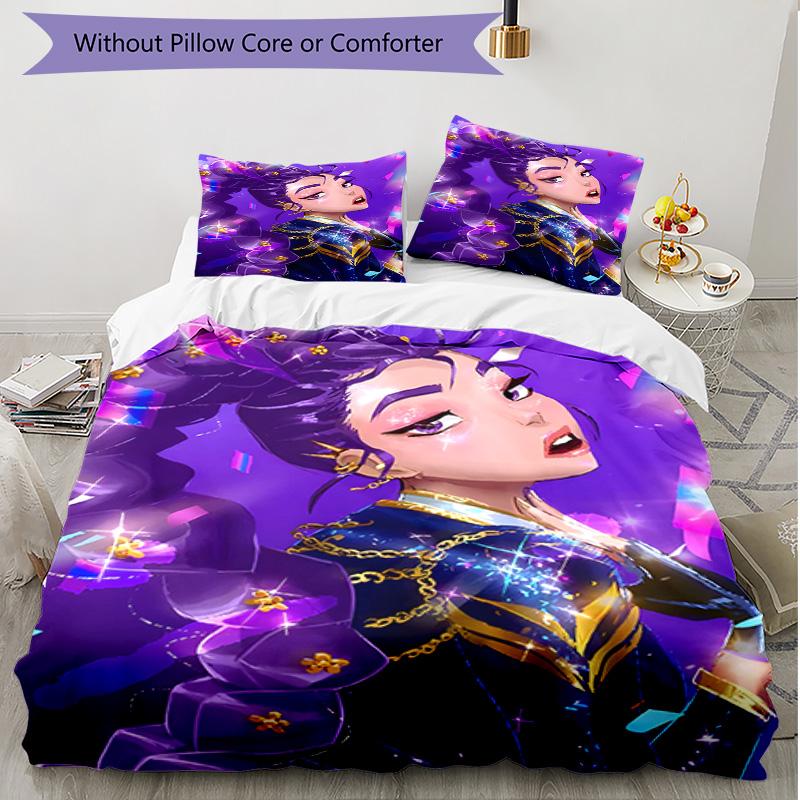 Set copripiumino 3 pezzi (1*Copripiumino + 2*Federe, Senza Nucleo), Set Biancheria da Letto Morbido Stagione Unica con Stampa KPop Demon Hunters, Decorazione Regalo per Camera da Letto