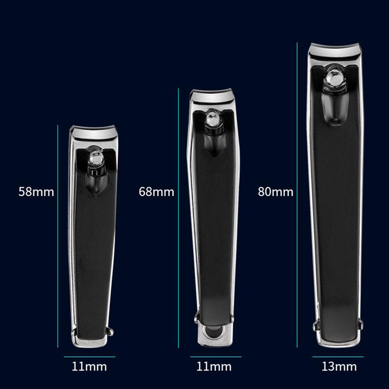 3 Sizes Nail Nipper Stainless Steel Black Fingernail Clipper Anti-Splash Manicure Cutter With Files Portable Manicure Tool