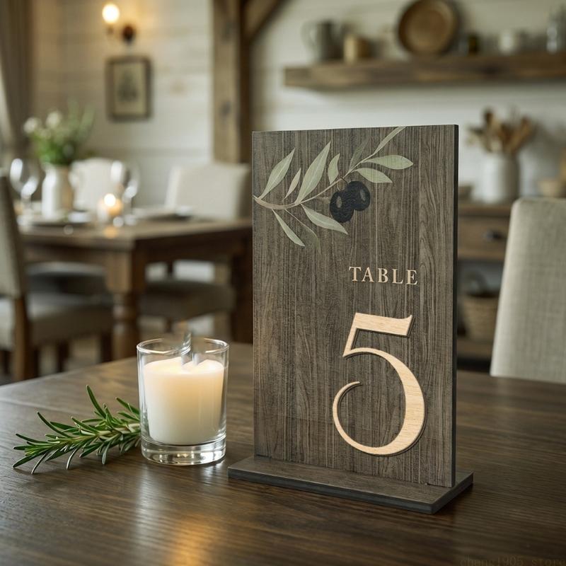 QX2E Stylish Wedding Table Number Pine Table Marker With Delicate Sages For Wedding Anniversary Or Gathering